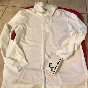 NWT Boys French Toast White Long Sleeve Polo With Stain Shield Size 10/12